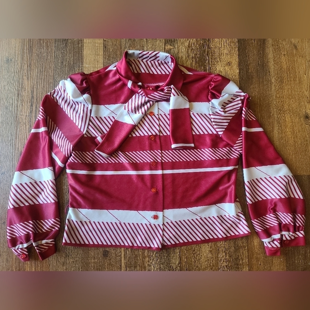 Vintage red & white striped blouse